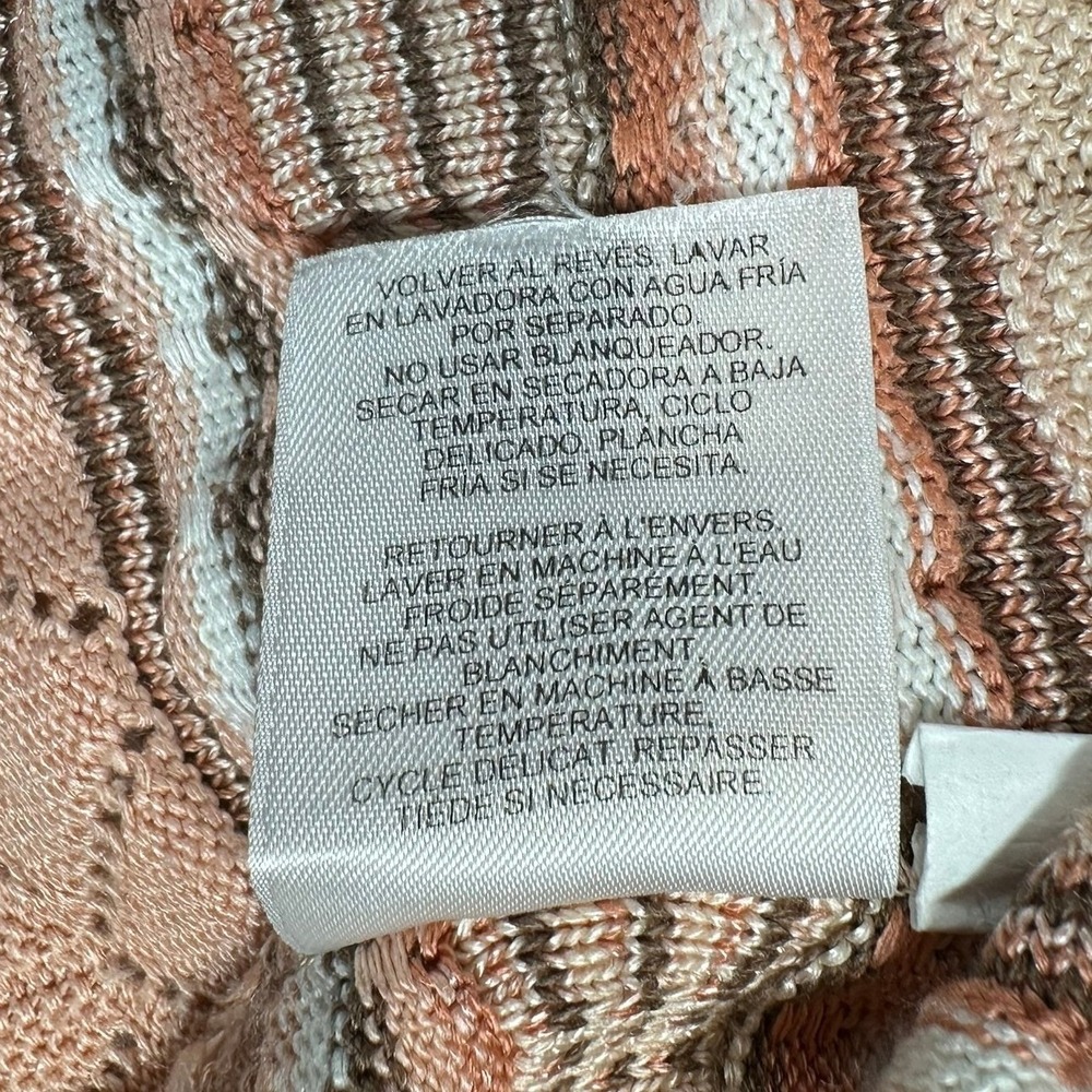 Alfred Dunner Knit Top Womens Small Peach Geometric Pointelle Short Sleeve Top - Picture 4 of 10